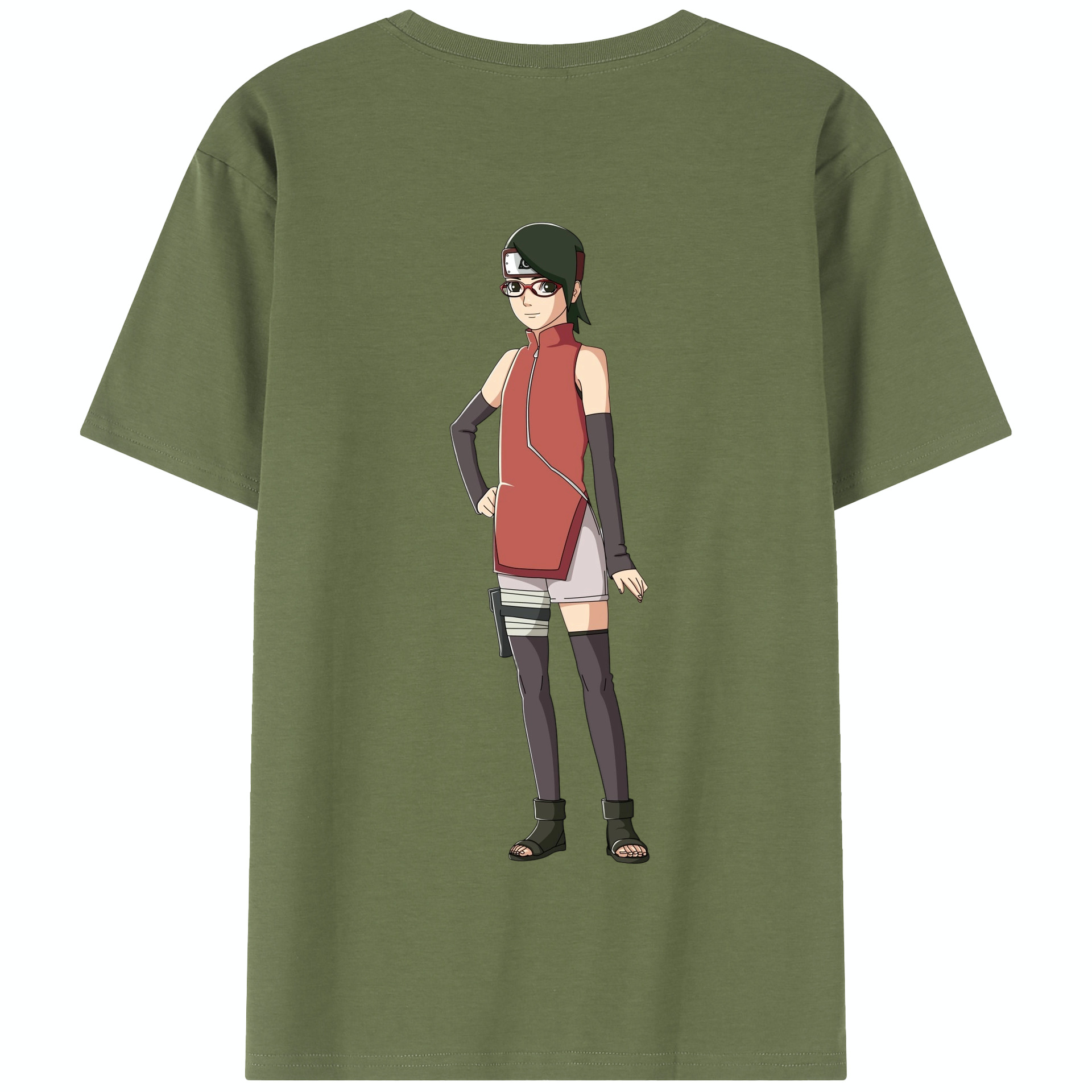 （画像用） NARUTO -ナルト- うちは サラダ Uchiha Sarada 綿100％半袖Tシャツ（背面プリント）